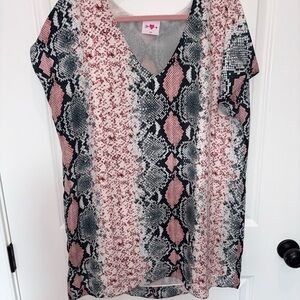Buddy Love Pink and Black Snake Print Midi Dress